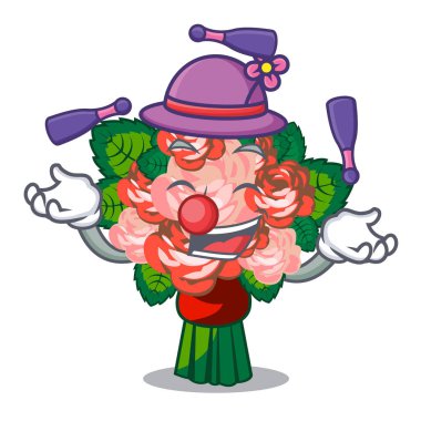 Çiçek buketi hokkabazlık cam karikatür vektör çizim üzerinde yer