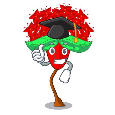 Mezuniyet mahs çiçek maskot vektör çizim şeklinde