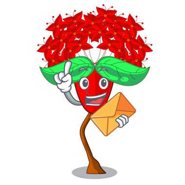 Mahs çiçeklerle maskot vektör çizim şeklinde zarf