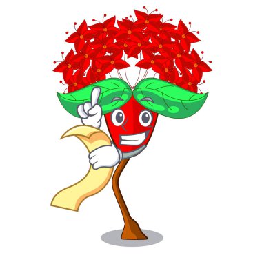 Menü ile mahs çizgi film tencere vektör çizim çiçek