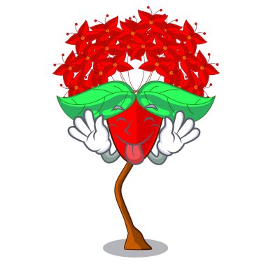 Maskot vektör çizim ile izole çiçek mahs dışarı dil