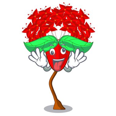 Maskot vektör çizim ile izole deli çiçek mahs