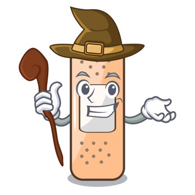 Cadı yapıştırma alçı maskot tablo vektör çizim üzerinde