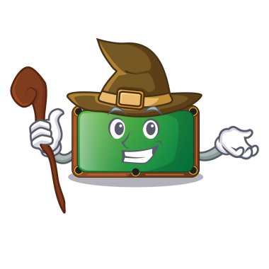 Maskot oyun odası vektör illüstrasyonunda cadı bilardo masası