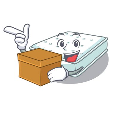 Kutu yatak içinde ile karakter yatak vektör çizim