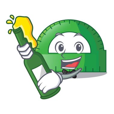 İçinde izole bira iletki ile bir çizgi film vec tor illüstrasyon