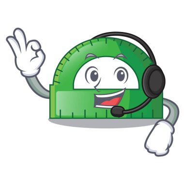 İçinde izole kulaklık iletki ile bir çizgi film vec tor illüstrasyon