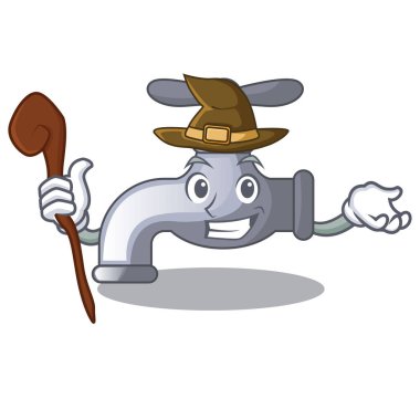 Cadı su dokunun üzerinde karakter vektör illüstrasyon izole