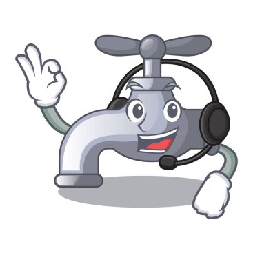 Şekil ahşap karikatür vektör çizim ile kulaklık su dokunun