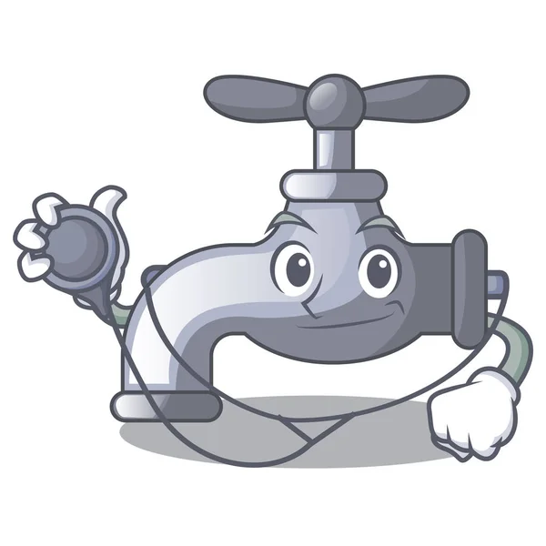 Robinet Eau Docteur Forme Illustration Vectorielle Mascotte — Image vectorielle