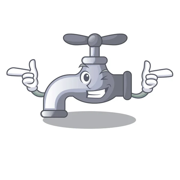 Wink Wasserhahn Cartoon Badezimmer Vektor Illustration Installiert — Stockvektor