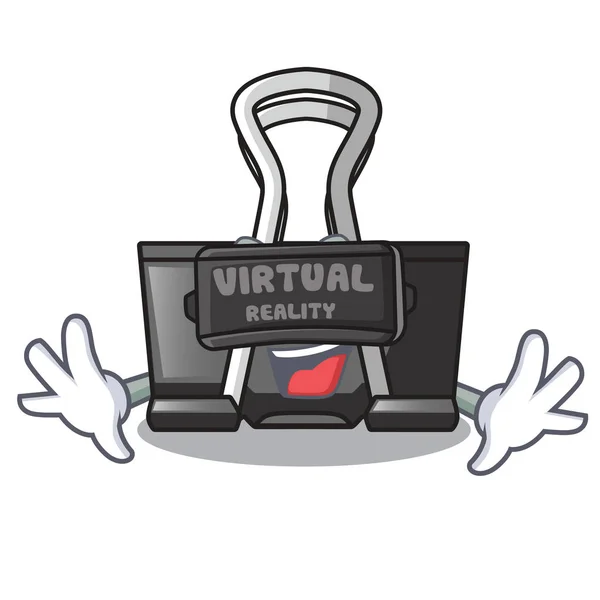 Grampo Encadernação Desenhos Animados Realidade Virtual Acima Ilustração Vetor Mesa — Vetor de Stock