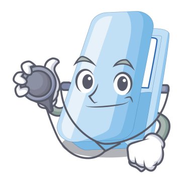 Doktor zımbalar içinde bir çizgi film şekil vektör çizim