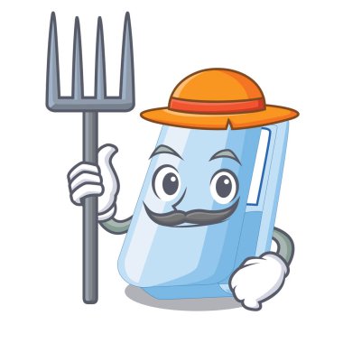 Çiftçi zımbalar bir çizgi film şekil vektör çizim