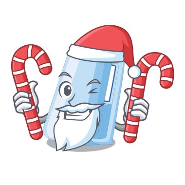 Santa şeker zımba ile bir çizgi film cüzdan vektör çizim