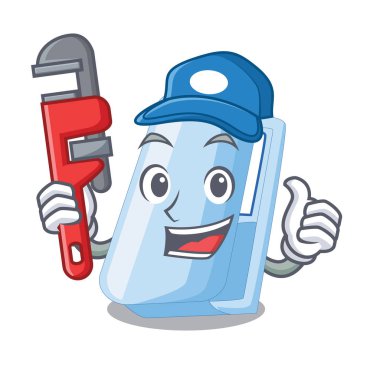 Tesisatçı zımba bir karikatür cüzdan vektör çizim