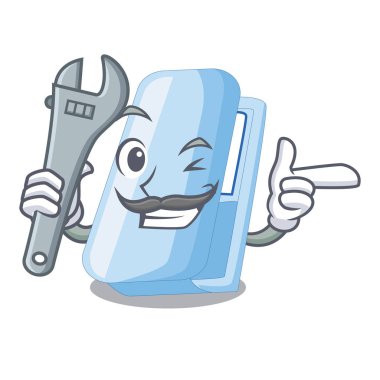 Mekanik zımba bir karikatür cüzdan vektör çizim