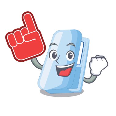 Köpük parmak zımba bir karikatür cüzdan vektör çizim