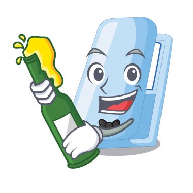 Bira zımba ile bir çizgi film cüzdan vektör çizim