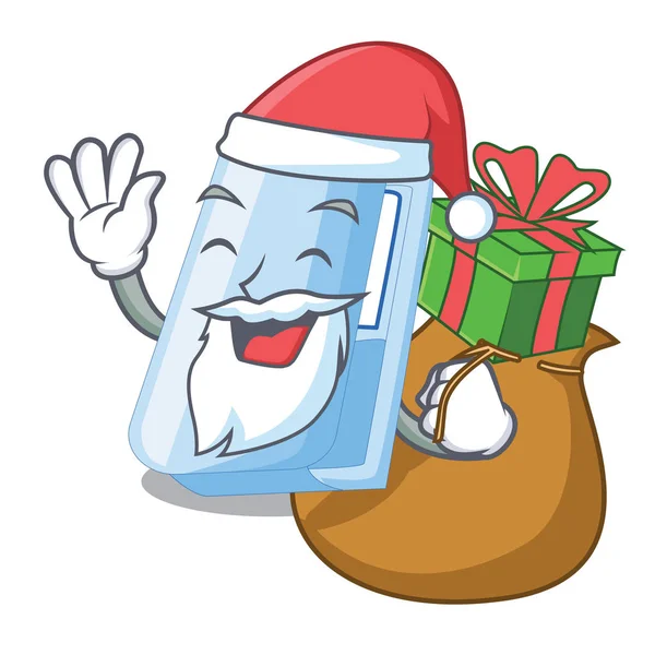 Santa Con Grapadora Regalo Una Ilustración Del Vector Billetera Dibujos — Vector de stock