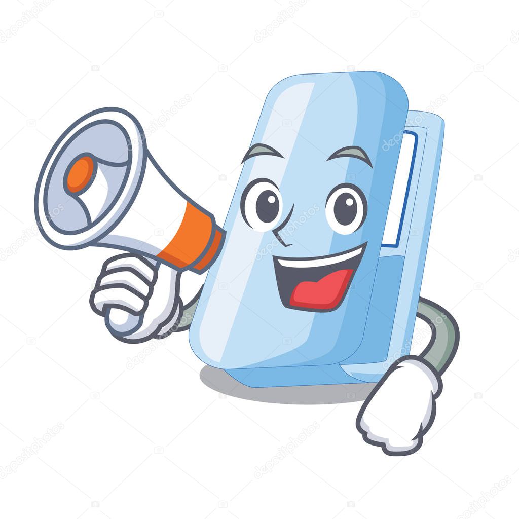 With megaphone staplers in the a cartoon shape vector illustration