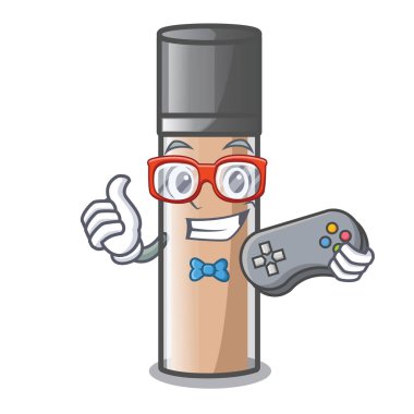 Oyun fondution makyaj maskot vektör çizim şeklinde