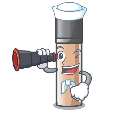 Denizci ile dürbün fondution makyaj maskot vektör çizim şeklinde