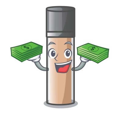 Para çantası fondution makyaj ile maskot vektör çizim şekli