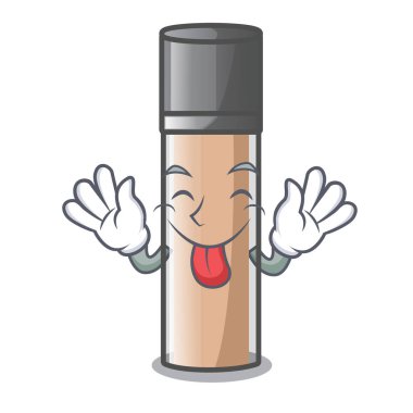 Bir çizgi film şişe vektör çizim tesisler makyaj dışarı dil