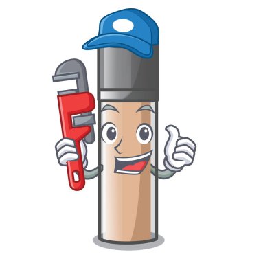 Tesisatçı tesisler makyaj çizgi film şişe vektör çizim