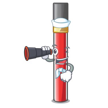 Denizci ile dürbün dudak parlatıcısı dompeet mekaup karikatürler illüstrasyon vektör