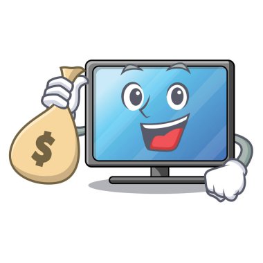 Çanta para ile lcd tv oturma odası vektör çizim karikatür