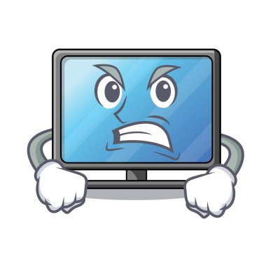 Kızgın lcd tv maskot vektör çizim şeklinde