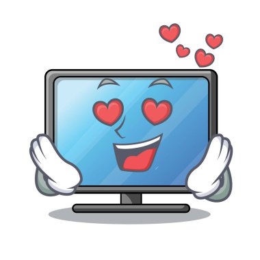 İçinde aşk lcd tv maskot vektör çizim şeklinde