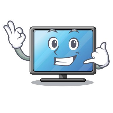 Ara beni lcd tv ile karakter vektör illüstrasyon izole