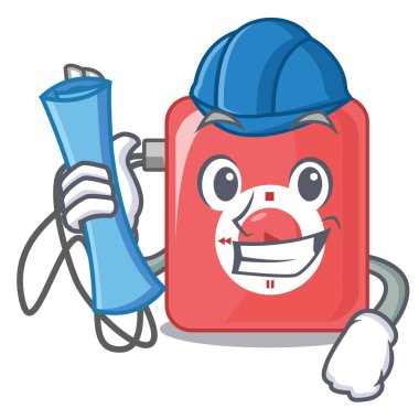 Mimar yüklü mp3 çalar ahşap masa vektör çizim yukarıda