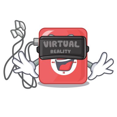 Komik karikatür vektör esnaf sanal gerçeklik mp3 çalar