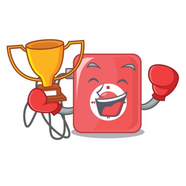Boks şampiyonu mp3 çalar üzerinde maskot vektör çizim ile izole