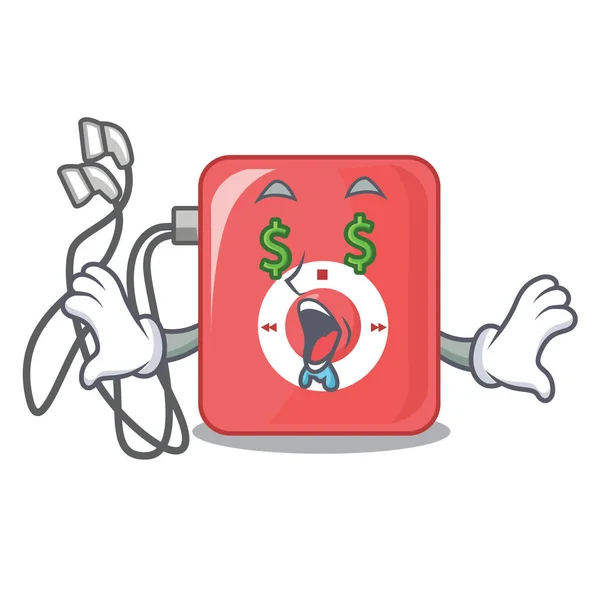 Ojo Dinero Mp3 Jugador Aislado Con Mascota Vector Ilustración — Vector de stock