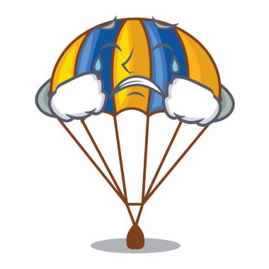 Maskot gökyüzü vektör çizim içinde uçan paraşüt ağlıyor