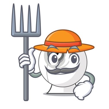 Çiftçi webcam maskot vektör çizim şeklinde