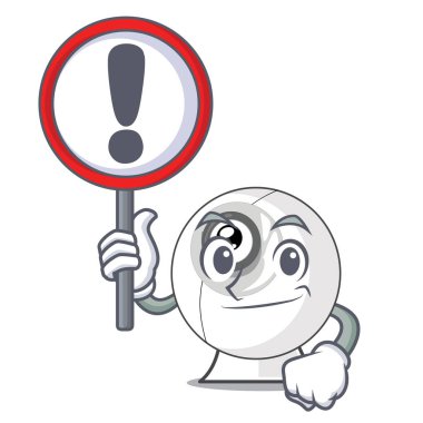 Maskot vektör çizim şeklinde işaret webcam ile