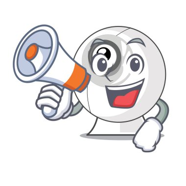 Maskot vektör çizim şeklinde megafon webcam ile