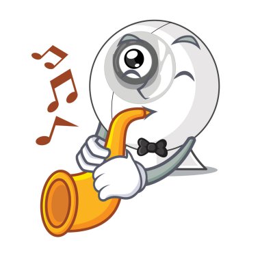 Trompet ile Web Kamerası karikatürler vektör çizim ile izole