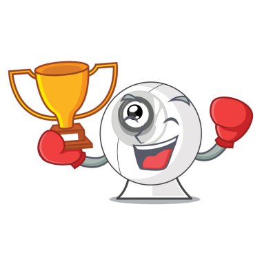 Boks kazanan karikatür komik Web Kamerası o şekil vektör çizim