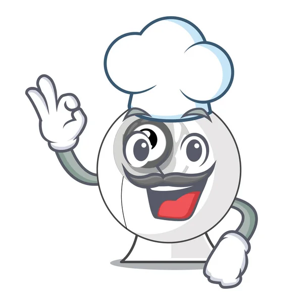 Chef Webcam Sur Table Ordinateur Illustration Vectorielle Personnage — Image vectorielle