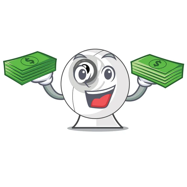 Pytlík Penězi Webcam Izolovaná Kreslené Vektorové Ilustrace — Stockový vektor