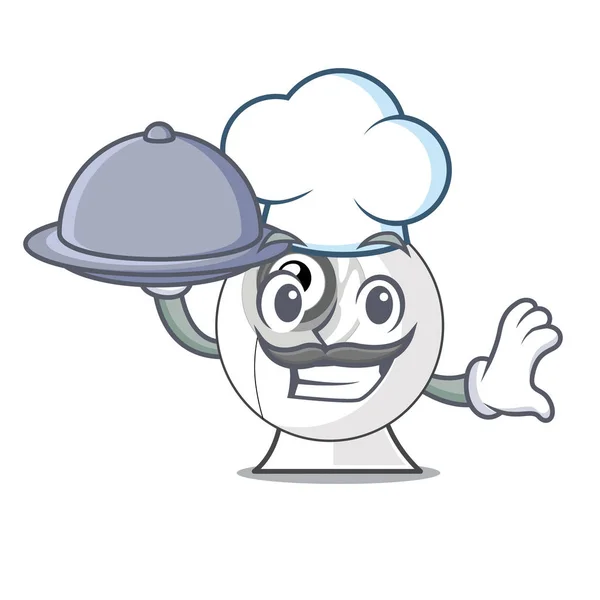 Chef Con Comida Webcam Aísla Con Vector Dibujos Animados Ilustración — Archivo Imágenes Vectoriales