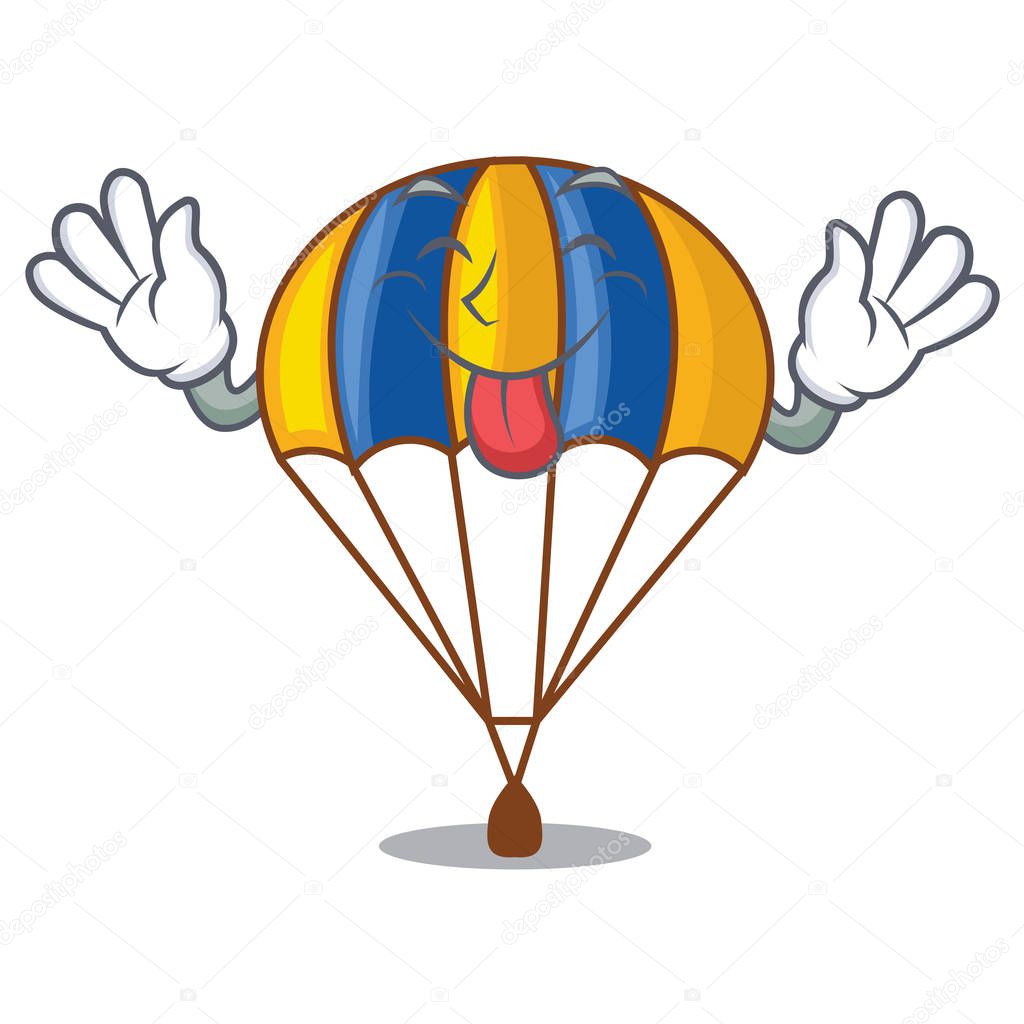 Tongue out parachute in shape of acartoon fuuny vector illustration