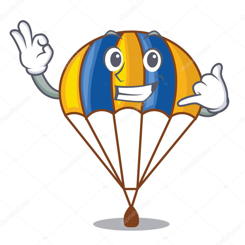 Call me parachute in shape of acartoon fuuny vector illustration